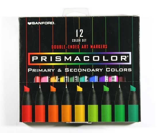 Prismacolor Double-Ended Art Marker - Primary/Secondary Colors, Set of 12