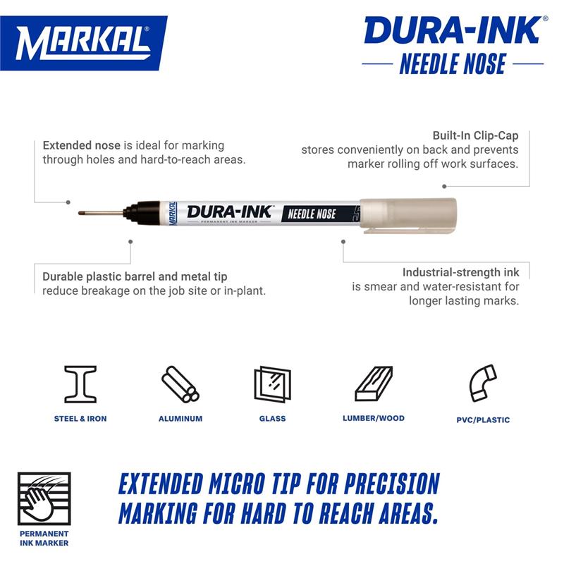 DURA-INK Needle Nose Long Reach Ink Marker - Black
