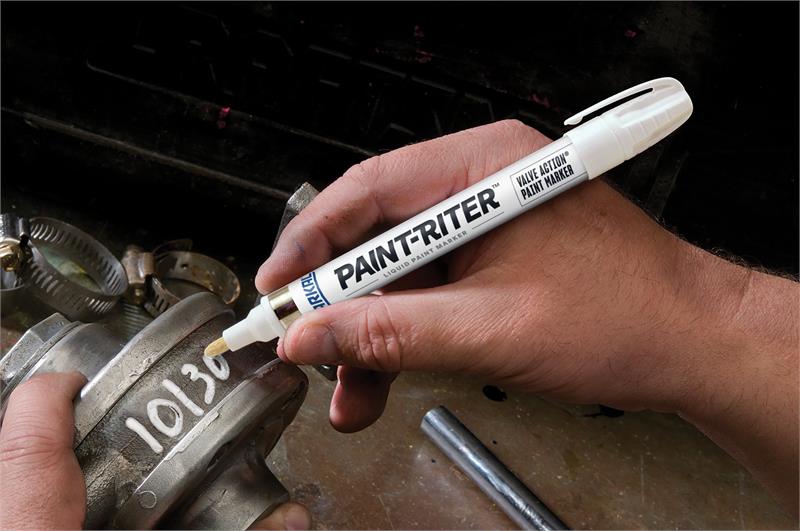 Markal Paint Riter Valve Action, No-Roll Cap and Pocket Clip