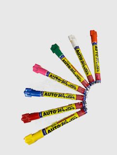 Autowriter, Wet Erase, Extra Nib Included, 7 Colors, Ideal For Glass or Body Panels