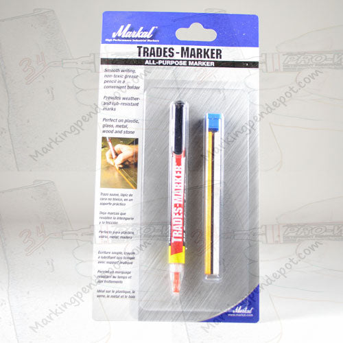 Markal retractable china marker leaves a waterproof, removable mark on all surfaces. Retractactable for full use of lead